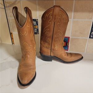 Old West Brown Leather Cowboy Boots